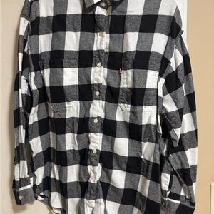 Levi's Black and White Checkered women’s size large Shirt